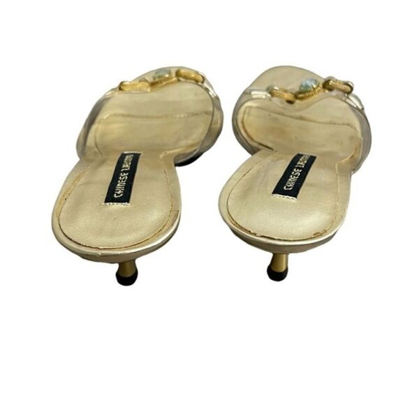 NWT Chinese Laundry Gold Rhinstone Clear Kitten Heels - Picture 7 of 10
